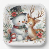 Freunde von Snowman und Rentier Pappteller (Vorderseite)