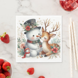 Freunde von Snowman und Rentier Serviette