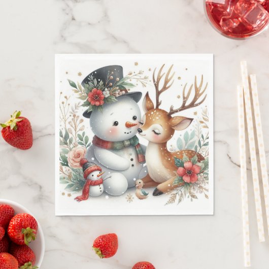 Freunde von Snowman und Rentier Serviette (Beispiel)