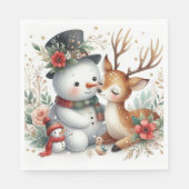 Freunde von Snowman und Rentier Serviette (Vorderseite)