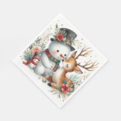 Freunde von Snowman und Rentier Serviette (Ecke)