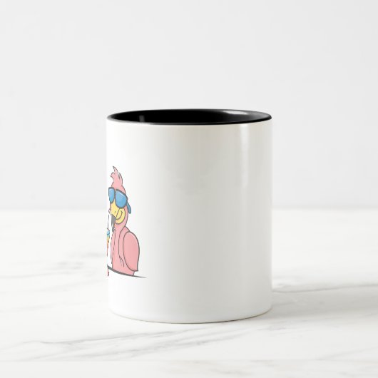 Freunde von Unicorn und Flamingo Zweifarbige Tasse (Mittel)