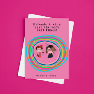 Freunde & Wein Geburtstagskarte Karte