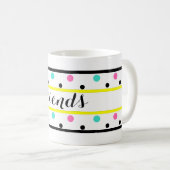 Freunde Yellow Pink Türkise Polka Dots Kaffeetasse (VorderseiteRechts)