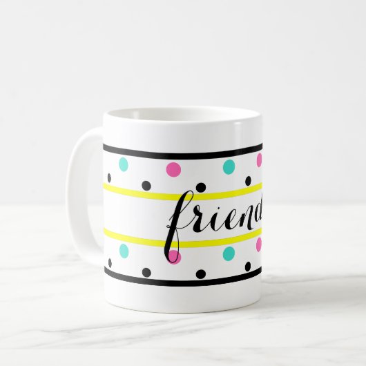 Freunde Yellow Pink Türkise Polka Dots Kaffeetasse (Vorderseite Links)