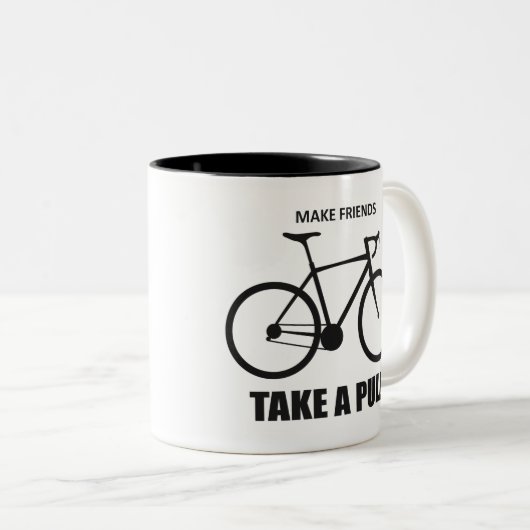 Freunde zum Fahrradfahren machen Zweifarbige Tasse (VorderseiteRechts)