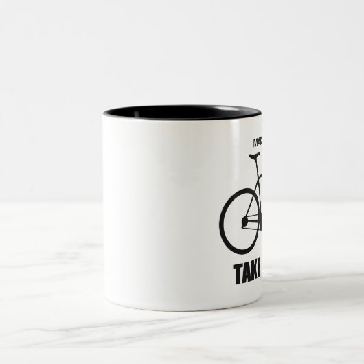 Freunde zum Fahrradfahren machen Zweifarbige Tasse (Mittel)