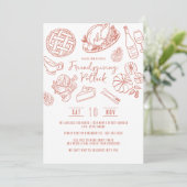 Freundesdankfest-Abendessen Handgezeichnete Speise Einladung (Stehend Vorderseite)