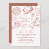 Freundesdankfest-Abendessen Handgezeichnete Speise Einladung (Vorne/Hinten)