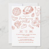 Freundesdankfest-Abendessen Handgezeichnetes Essen Einladung (Vorderseite)