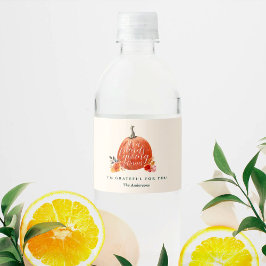 Freundesdankfest-Abendessen Orange Kürbis Aquarell Wasserflaschenetikett