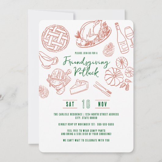 Freundesdankfest-Abendessen Vintage rustikales Ess Einladung (Vorderseite)