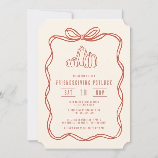 Freundesdankfest-Essen Gemeinschaftsessen Kokette Einladung (Vorderseite)