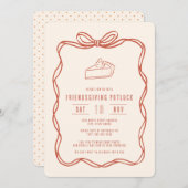 Freundesdankfest-Essen Potluck-Dinner Coquette-Bow Einladung (Vorne/Hinten)