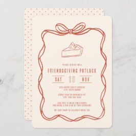 Freundesdankfest-Essen Potluck-Dinner Coquette-Bow Einladung