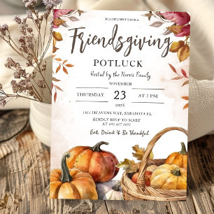 Freundesdankfest-Essen Rustikaler Kürbis Thanksgiv Einladung
