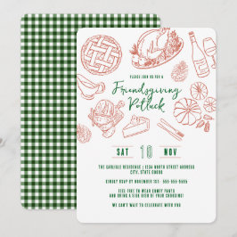 Freundesdankfest-Essen Vintage rustikales Essen Gi Einladung