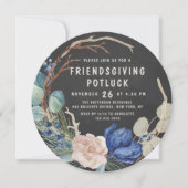 Freundesdankfest-Potluck-Abendessen Wasserfarben F Einladung (Vorderseite)