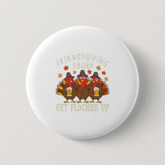 Freundesdankfest-Trupp Truthahn Erntedankfest Freu Button (Vorderseite)