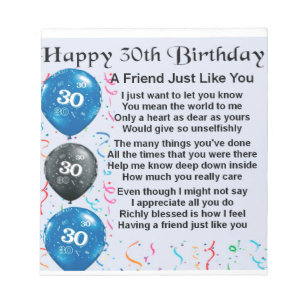Freundesgedicht - 30. Geburtstag Notizblock