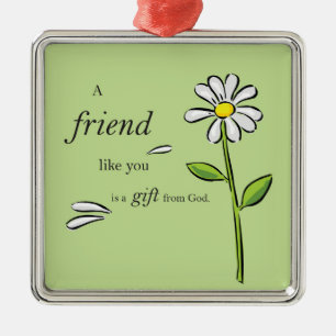 Freundesgeschenk Gottes, Gänseblümchen auf Grün, R Silbernes Ornament