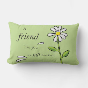 Freundesgeschenk von Gott, Gänseblümchen auf Grün, Lendenkissen