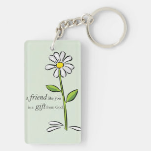 Freundesgeschenk von Gott, Gänseblümchen auf Grün, Schlüsselanhänger