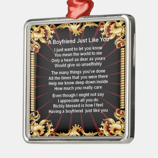 Freundgedicht - schwarzer Entwurf Silbernes Ornament (Links)