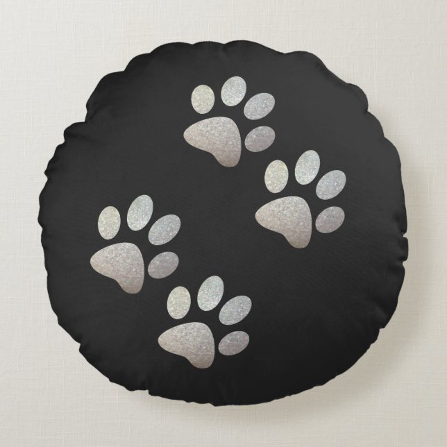 Freundhund funkelt Silberpfanne Rundes Kissen (Vorderseite)