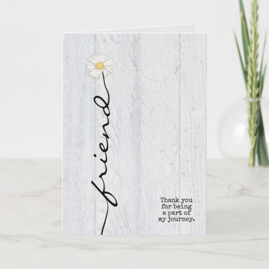 Freundin Blume auf Holz danke Karte (Vorderseite)