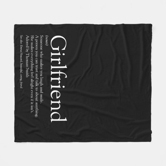 Freundin definiert Cool Spaß Schwarz und Weiß Fleecedecke (Vorderseite (Horizontal))