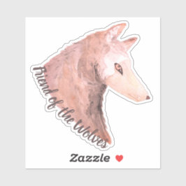 Freundin des Wolves Red Watercolor Wolf Aufkleber