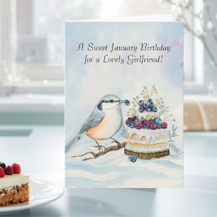 Freundin Froher Januar-Geburtstag Kleiber Vogel Karte