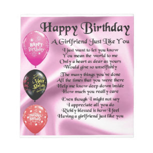 Freundin Gedicht - Alles Gute zum Geburtstag Notizblock