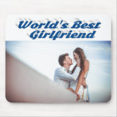 Freundin mit blauem Typografie-Foto Mousepad (Vorne)