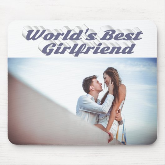 Freundin mit grauem typografischem Foto Mousepad (Vorne)