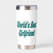 Freundin mit grüner Halbtypografie Thermobecher (Vorderseite)