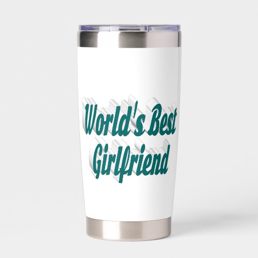 Freundin mit grüner Halbtypografie Thermobecher (Vorderseite)