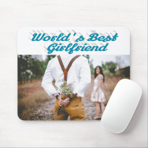 Freundin mit himmelblauem Skript-Foto Mousepad
