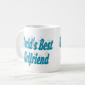 Freundin mit himmelblauer Halbtypografie Kaffeetasse (Vorderseite Links)