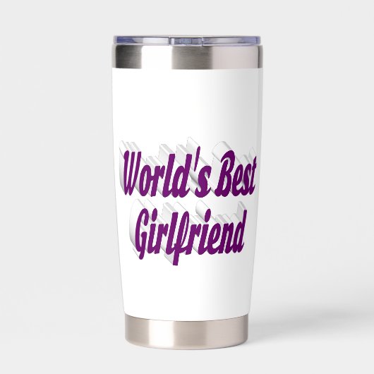 Freundin mit lila Halbtypografie Thermobecher (Rückseite)