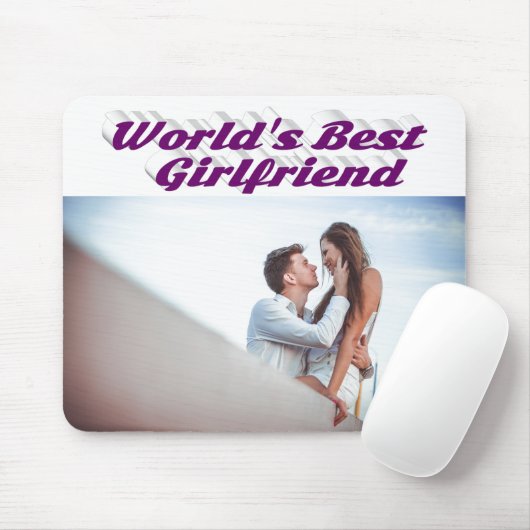 Freundin mit lila typografischem Foto Mousepad (Mit Mouse)