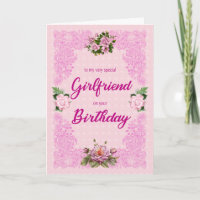 Freundin zum Geburtstag mit rosa Rosenkarte