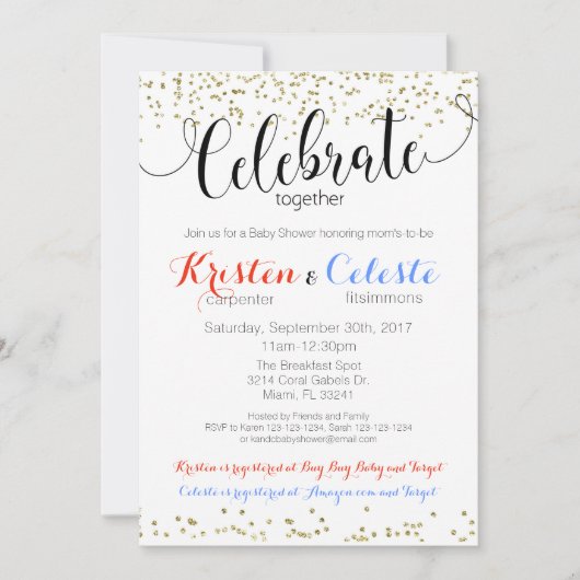 Freundinnen Joint Baby Shower Einladungskarte Einladung (Vorderseite)