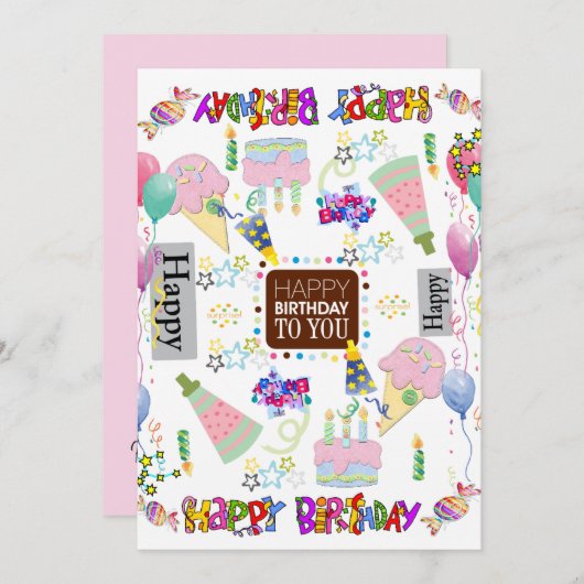 Freundinnen und Familie glücklich Geburtstag Einla Einladung (Vorne/Hinten)