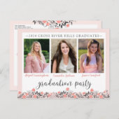 Freundinnen und Schüler Graduierungsparty Blush Postkarte (Vorne/Hinten)