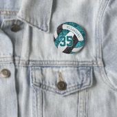 Freundlich aquamarine schwarze Volleyballmannschaf Button (Beispiel)