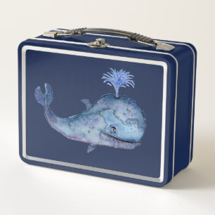 Freundlich aussehende Blue Whale Metal Lunchbox