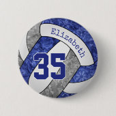 Freundlich blaue, graue Volleyballmannschaft Farbe Button (Vorderseite)