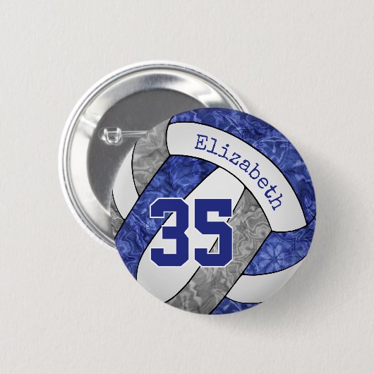 Freundlich blaue, graue Volleyballmannschaft Farbe Button (Vorne & Hinten)